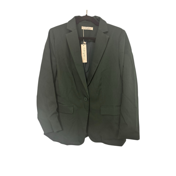 Women’s Size L Dark Green Single breasted Cicy Bell Dark Green Blazer Jacket - Picture 8 of 8